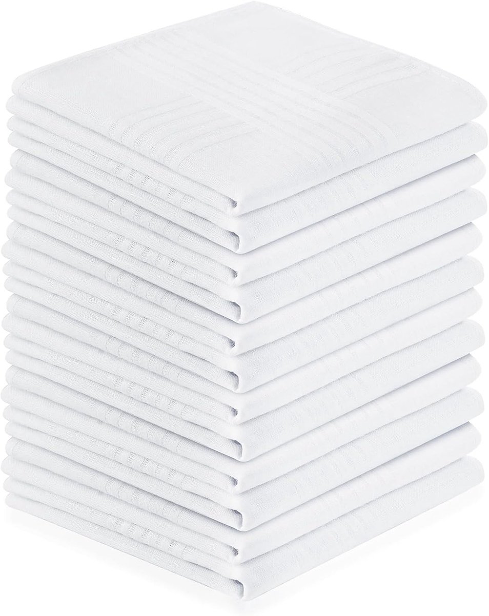 Heren- en dameszakdoeken 12 stuks - premium witte katoen - 40 x 40 cm - ideaal voor bruiloften - ShopVlot