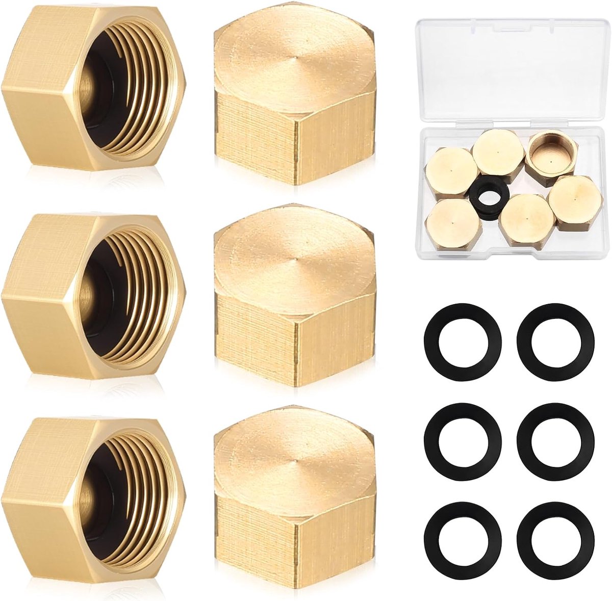 Blindplug 3/8 Inch - Messing Kap - Met Vrouwelijke Draad - Geschikt voor Tuinwaterleiding - ShopVlot