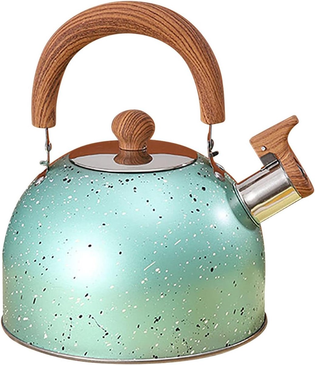 Waterkoker met Fluit - Pijpketel Roestvrij Staal - Water Koken - Grote Capaciteit - 2 Liter - Groen