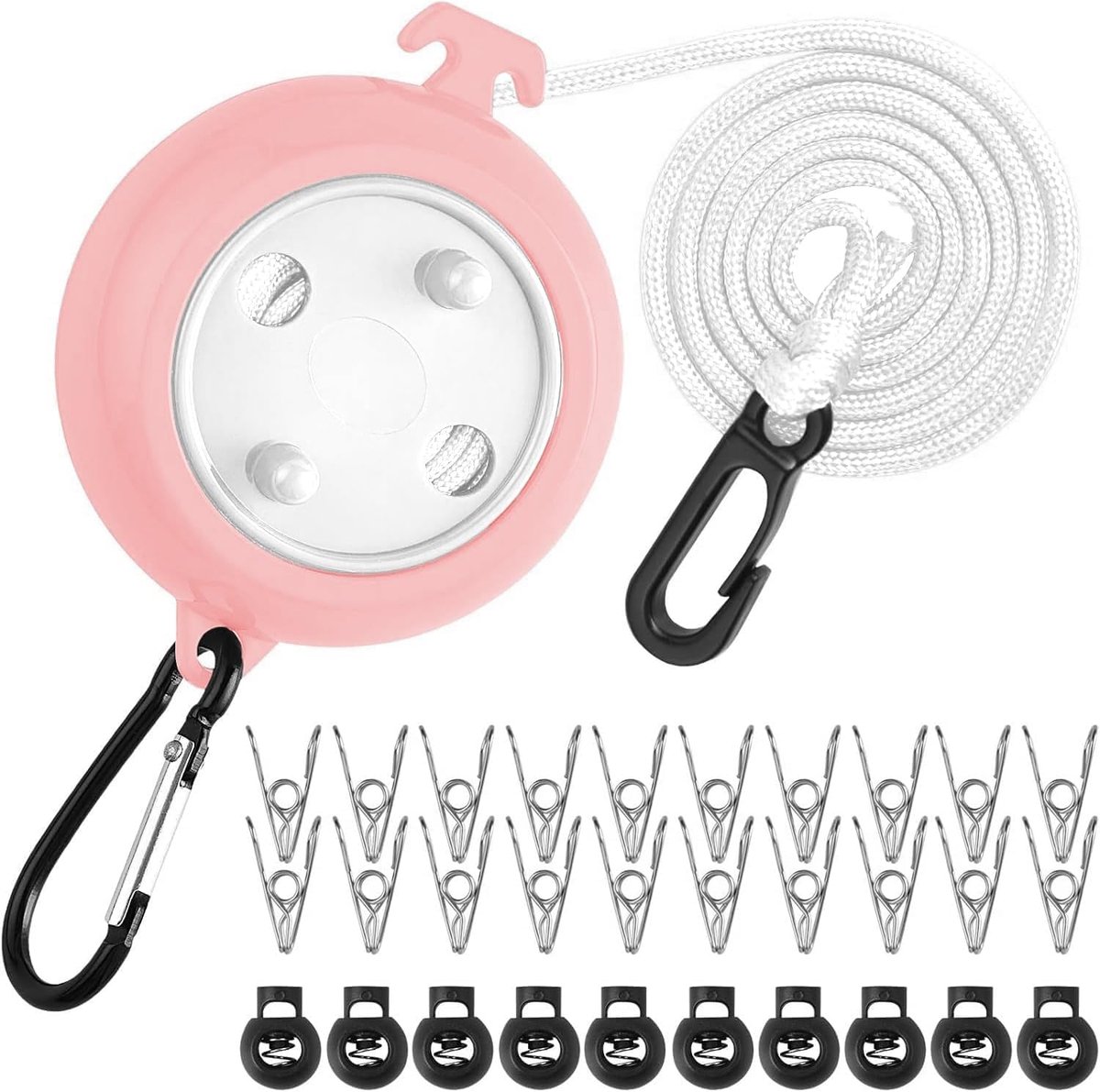 Retractable waslijn 10m - duurzame en portable waslijn - verstelbaar met 20 clips - ideaal voor camping en reizen - ShopVlot