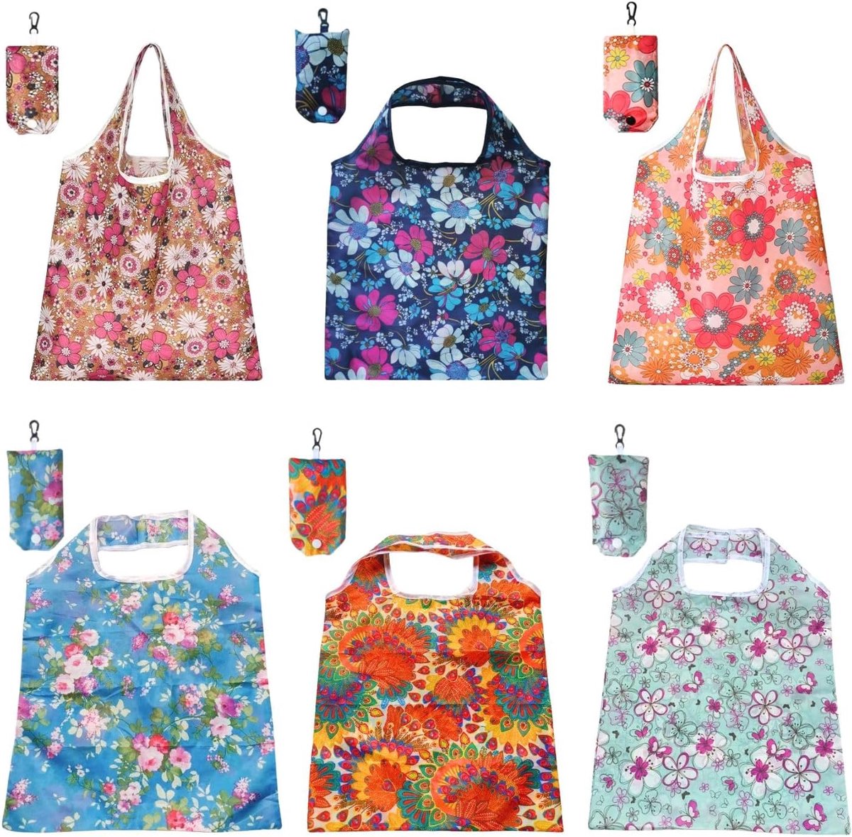 Vouwbare boodschappentas 6 stuks - herbruikbare eco-vriendelijke tas - licht en ruim - SnelShoppen