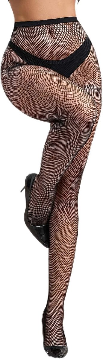 Visnetkousen dames plus size - Zwart elastisch - Hoge taille tot boven de dij - Perfect voor cosplay - SnelShoppen
