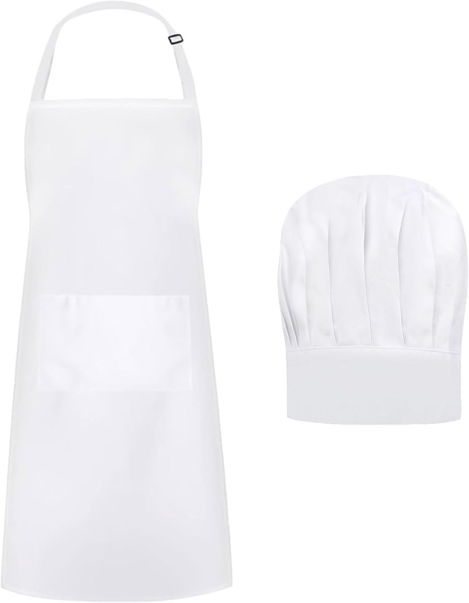 Kookschort Set 80cm x 65 - Aanpasbaar Schort - Witte Koksbuis - Ideaal voor Thuis en Restaurant - SnelShoppen