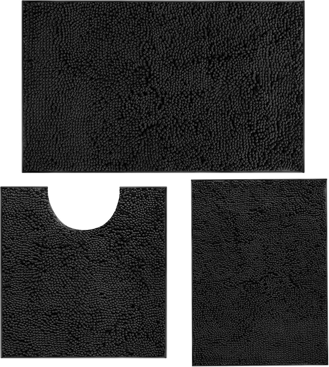 Badmatset 3-delig 50 x 81 cm - Chenille - Antislip - Comfortabel en absorberend - SnelShoppen