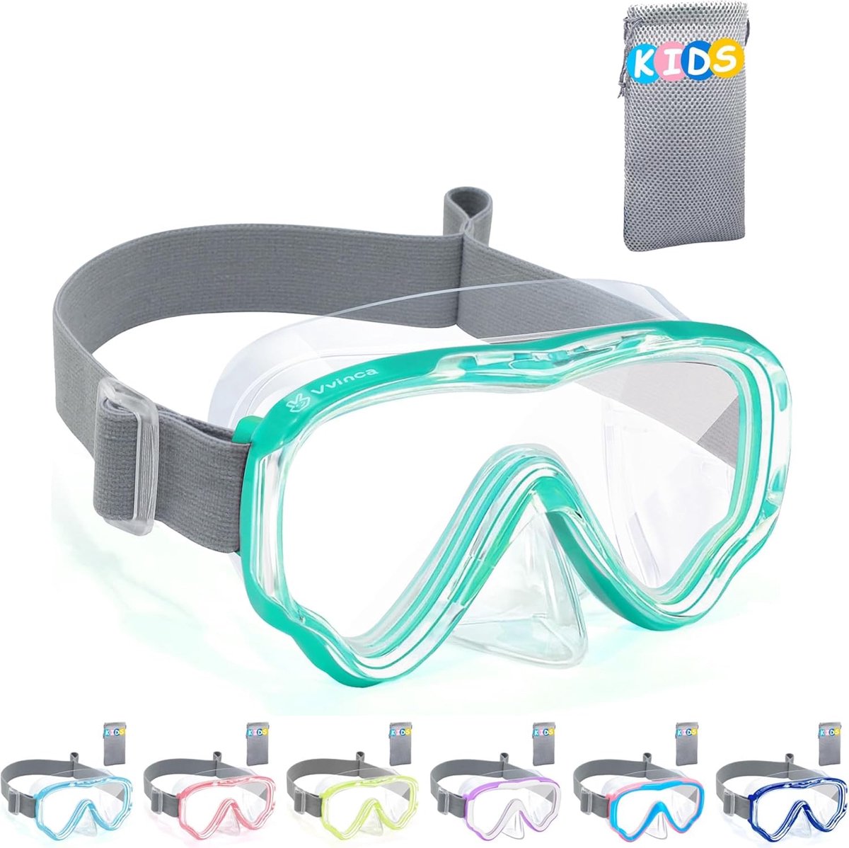 Thijox - Vvinca Duikbril voor Kinderen, Zwembril voor Jongens en Meisjes, Snorkelmasker met 180 Graden Panorama, Anti-lek, Zachte Neusbescherming, Ges