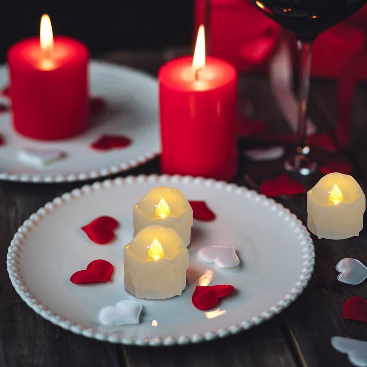 LED theelichten set van 12 - met 6 uur timer - flikkerende vlam - ideaal voor Halloween en kerstdecoratie - SnelShoppen