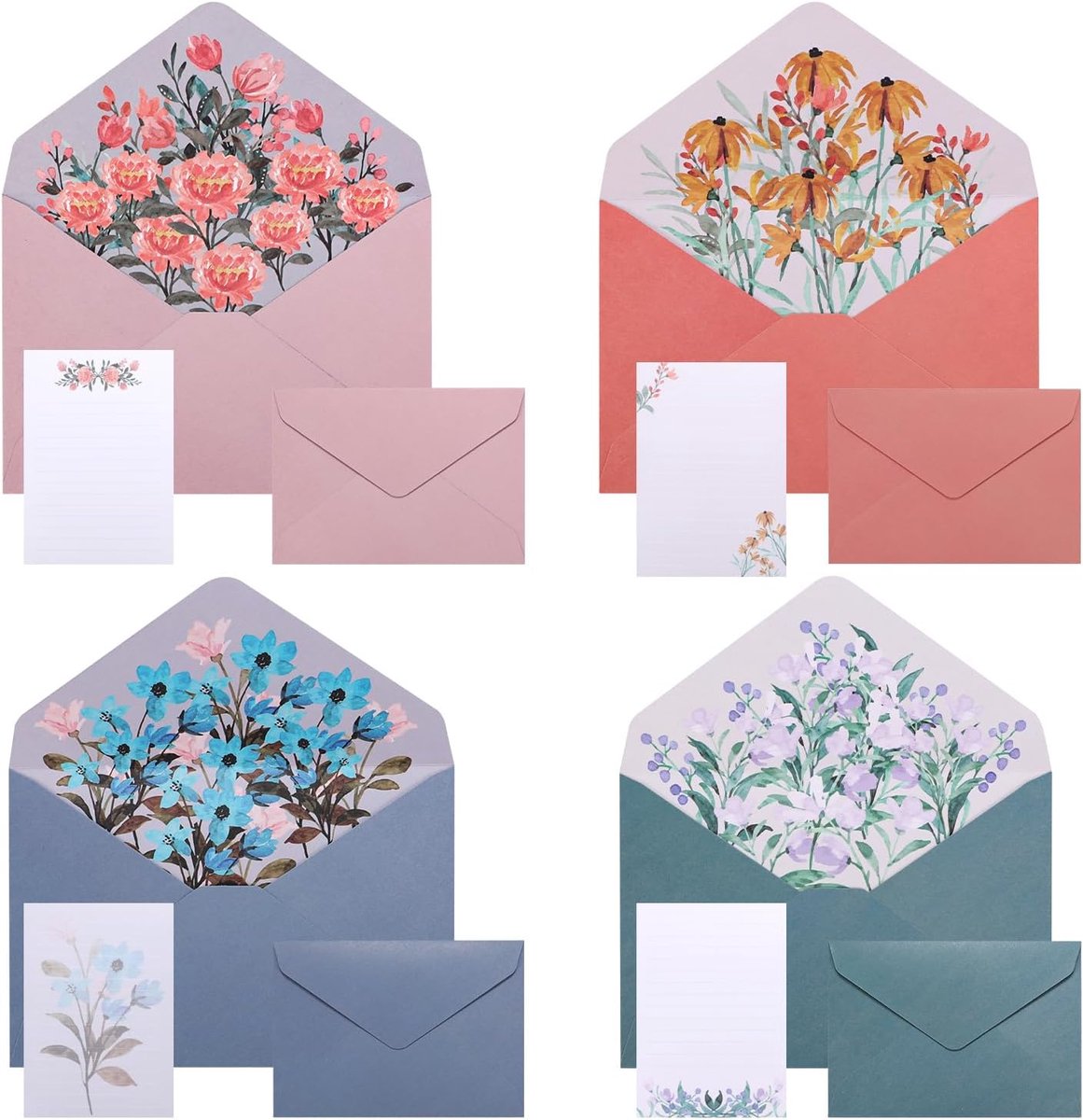 Uitnodiging – Briefhoofd - Schrijfpapier en Enveloppen Set - 24 Delig - 16 Gelijnde Brievenpapieren en 8 Bijpassende Enveloppen - Geschikt voor Uitnodigingen, Cadeaus en Feestdecoratie - Feestelijk Stijlvol - Briefpapier voor Bijzondere Gelegenheden