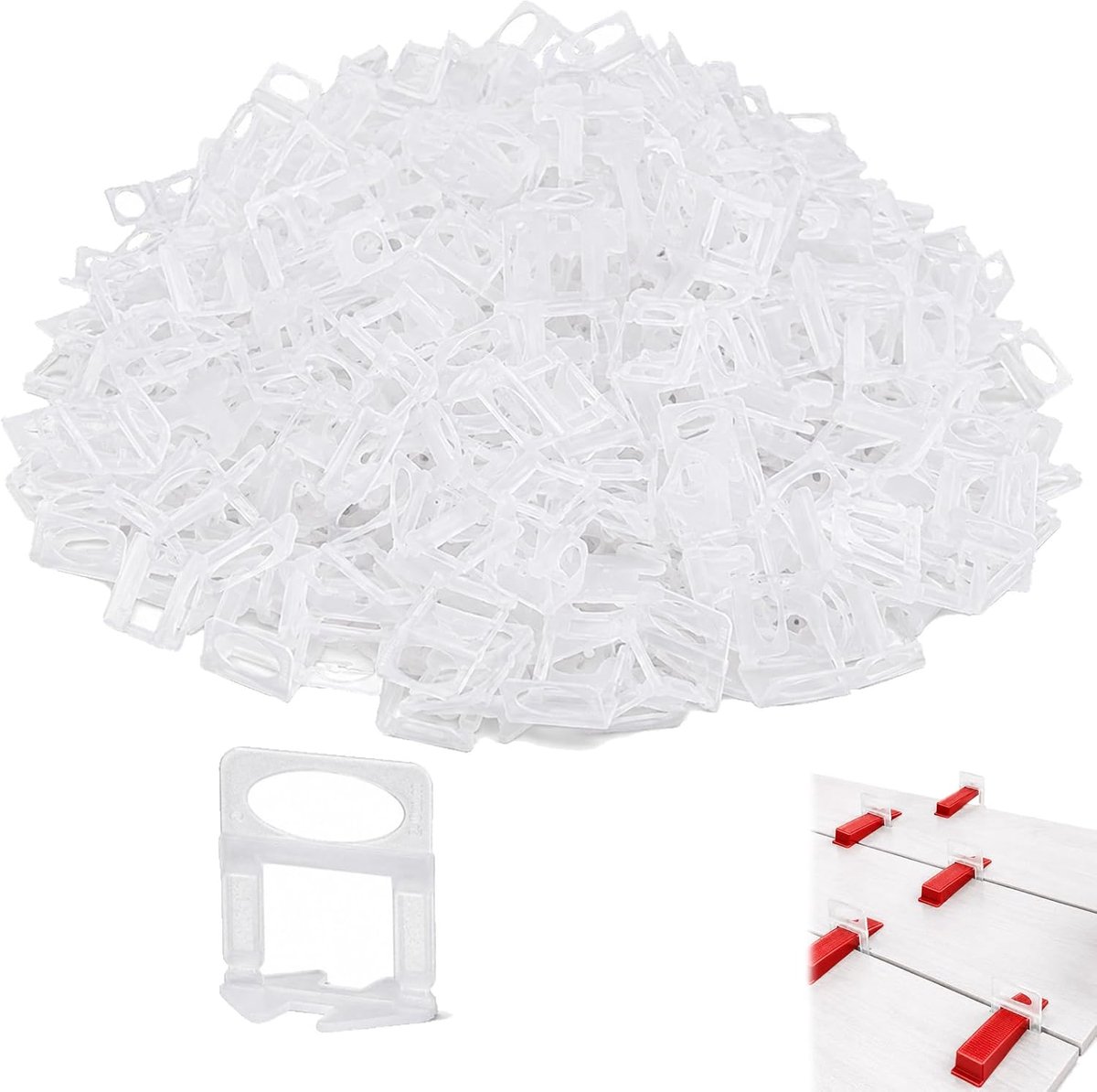 Tegelniveauer clips 1mm - 200 stuks - Inclusief wiggen - Perfect voor keramische en natuursteen tegels - SnelShoppen