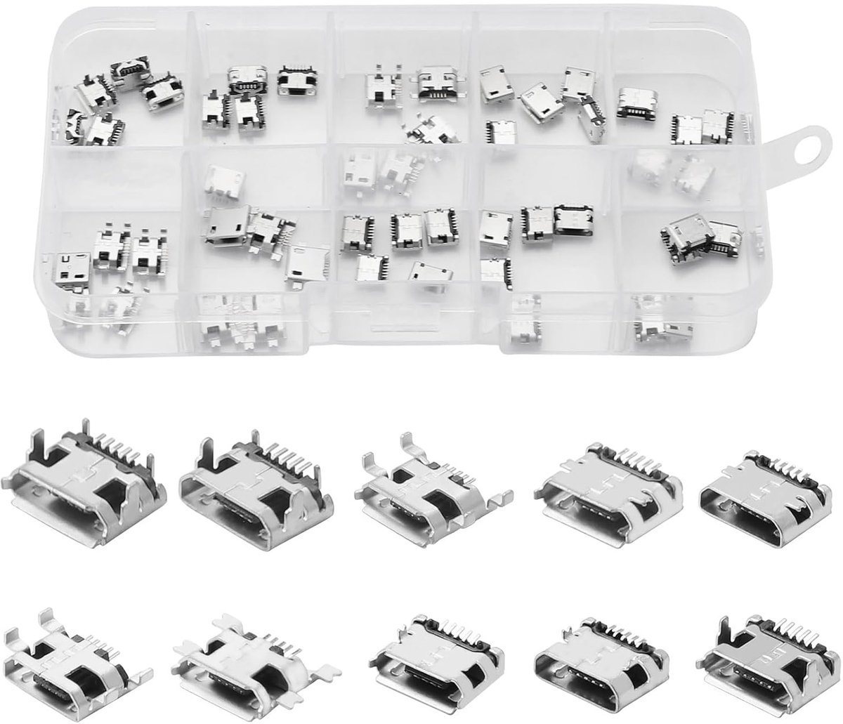 Micro USB socket 5 pin dip - 180 graden - 10 modellen - hoge stabiliteit en efficiëntie - SnelShoppen