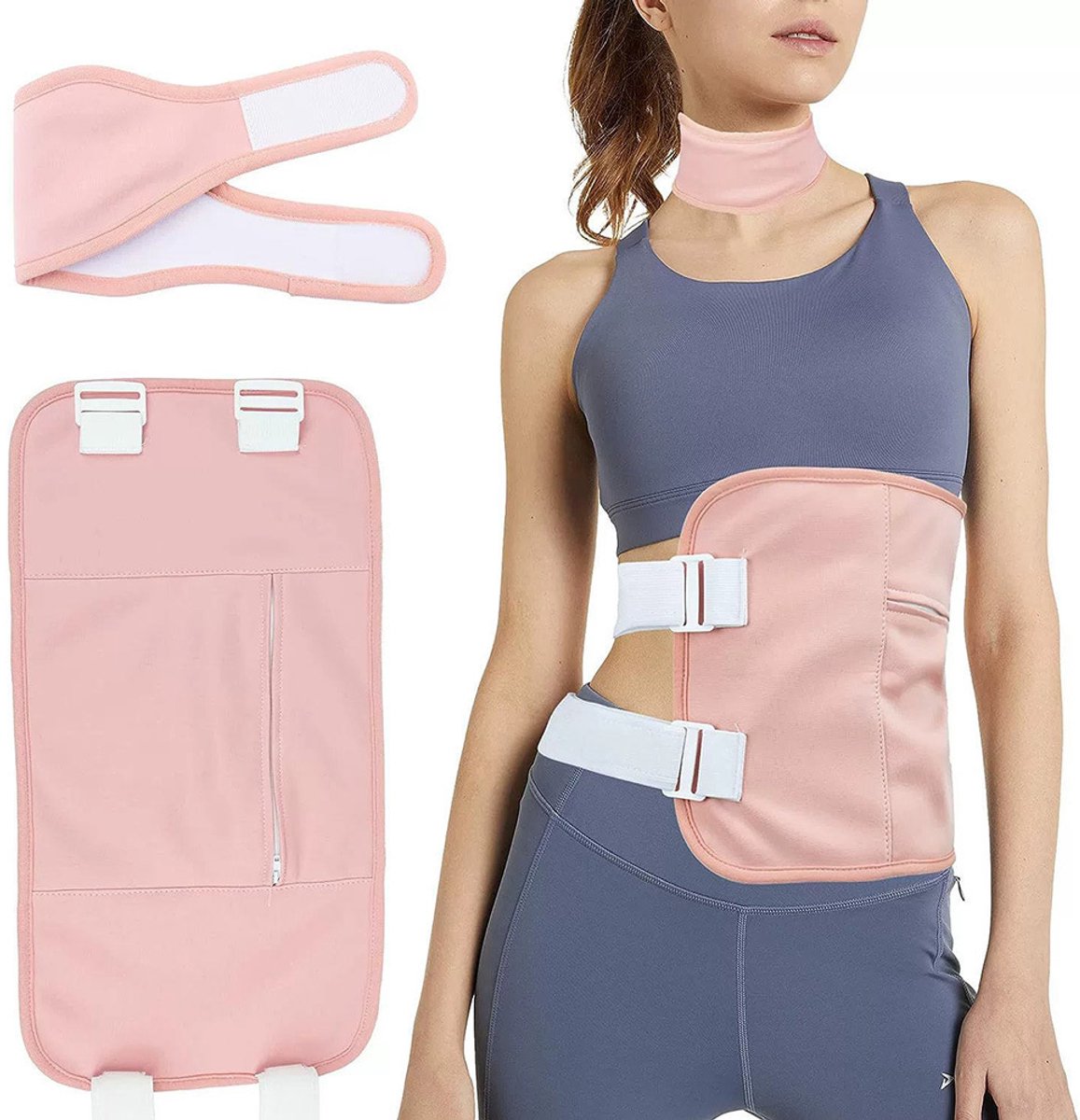 Herbruikbare castoroliekit - Castor Olie Pack - Organisch Katoenen - Ademend - voor lever, slaap, buikspieren, spijsvertering en constipatie - voor taille, buik en nek - roze