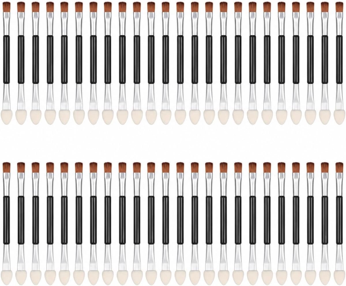 Oogschaduwkwast dubbelzijdig - 50 stuks applicators - make-upkwast met spons - ideaal voor nauwkeurige applicatie - SnelShoppen