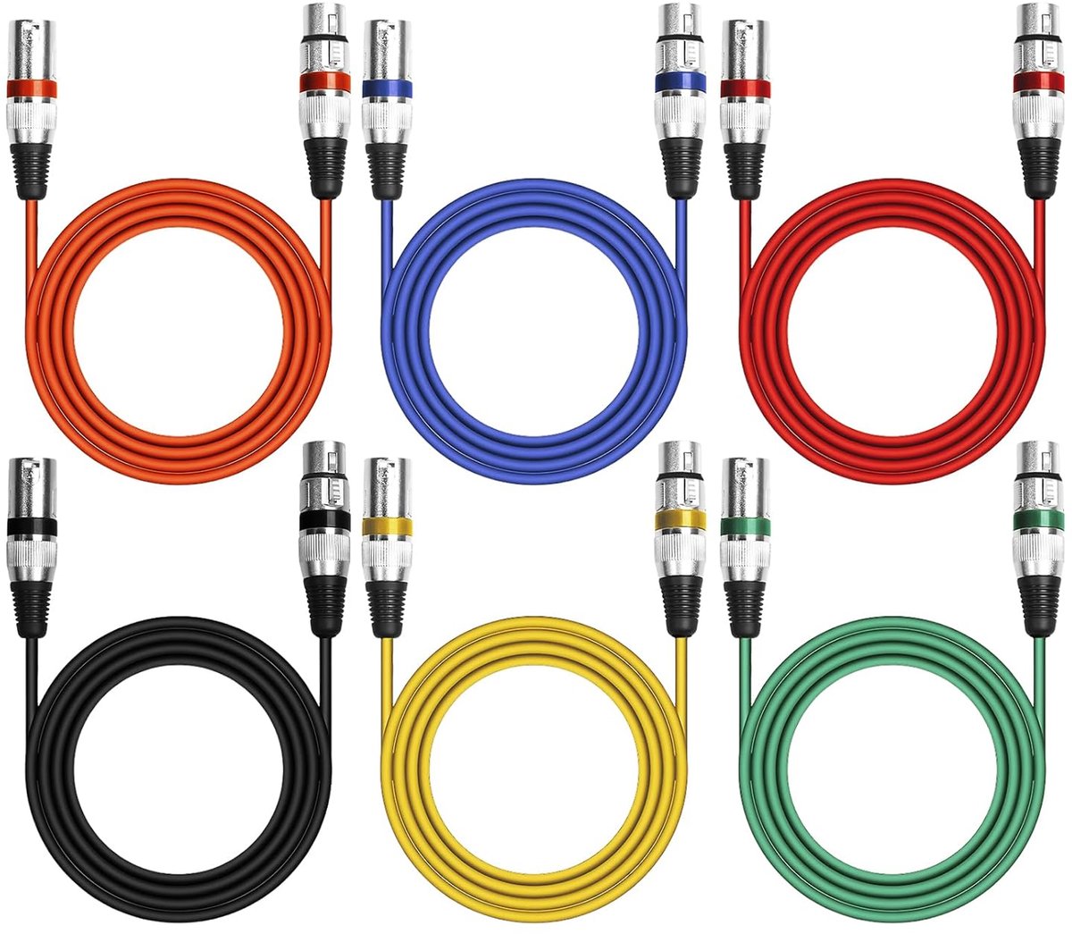 XLR kabel 2 meter - 6-delige set - duurzaam en flexibel - ideaal voor studio-opname - SnelShoppen