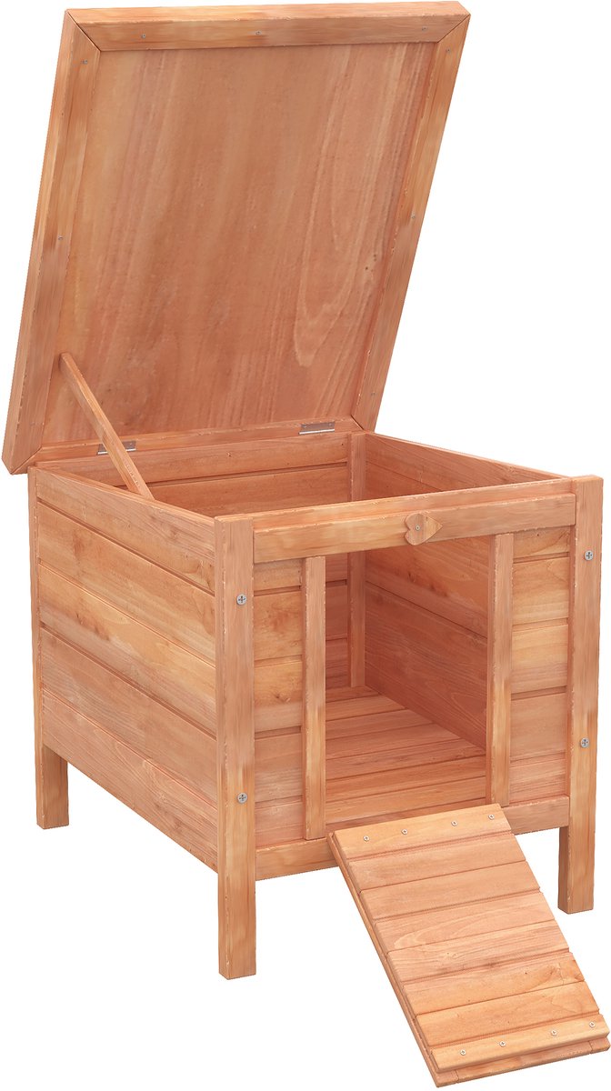 PawHut - Konijnenhok - Vurenhout - 51x42x43cm - Natuurlijk hout