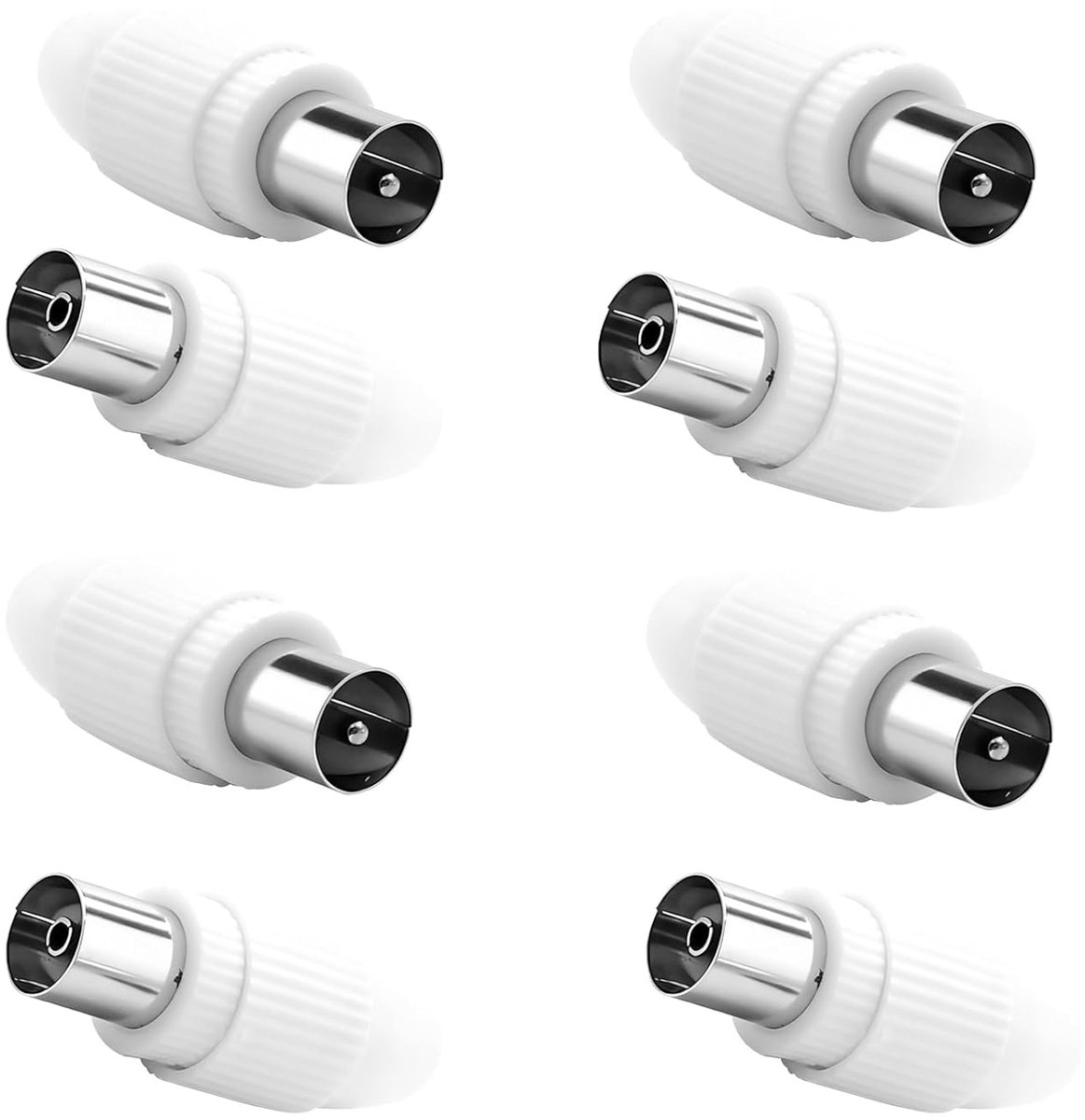 Coaxiale stekkers 4 paar - universeel - eenvoudig te installeren - geschikt voor audio/video toepassingen - SnelShoppen