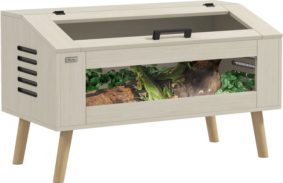 PawHut Reptielenbox - Spaanplaat - 100x50x60cm - Natuurlijk hout