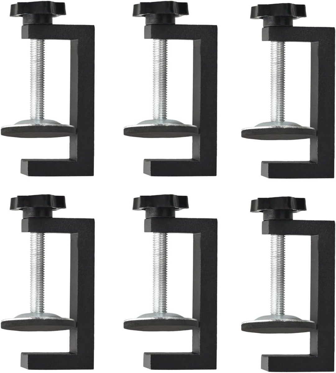 G-klemmen voor houtbewerking, universele C-klem, kleine bureauklem, kast, gezichtsframe met stabiele brede kaak, zwarte C-klemmen voor werkstukbevestiging, handgereedschap-6 stuks