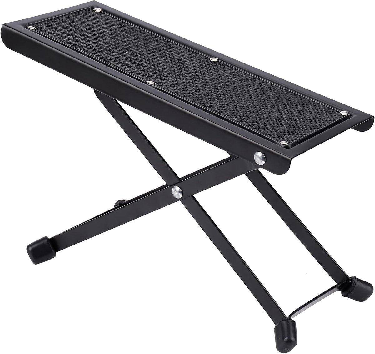 Voetsteun voor gitaar, inklapbaar, met antislip rubberen pad, voetsteun voor gitaar, 6 posities, verstelbaar, voor klassieke elektrische gitaristen, zwart