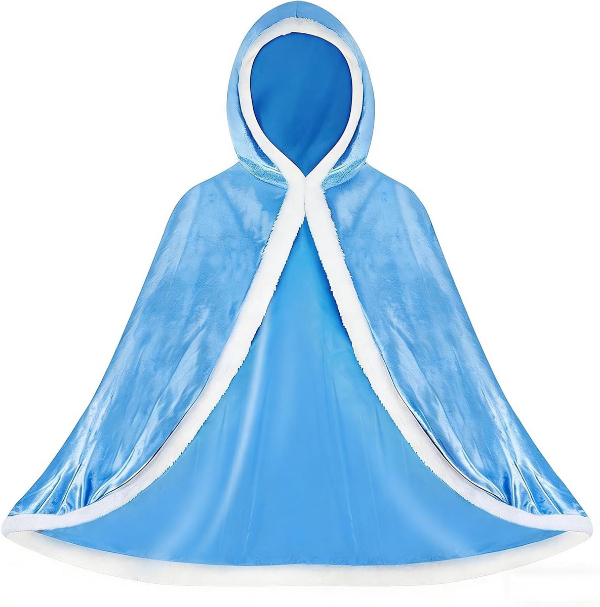 Prinsessencape met capuchon, blauw, fluwelen mantel, prinsessenjurk voor Halloween, carnaval, feest, cosplay, verjaardagscadeau voor meisjes
