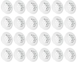 24 stuks ventilatiesleuven, ronde sofit-ontluchting, 19 mm, roestvrij staal, rond rooster, gatlamellen voor badkamer, thuis, kantoor, keuken, kast, kledingkast, wit