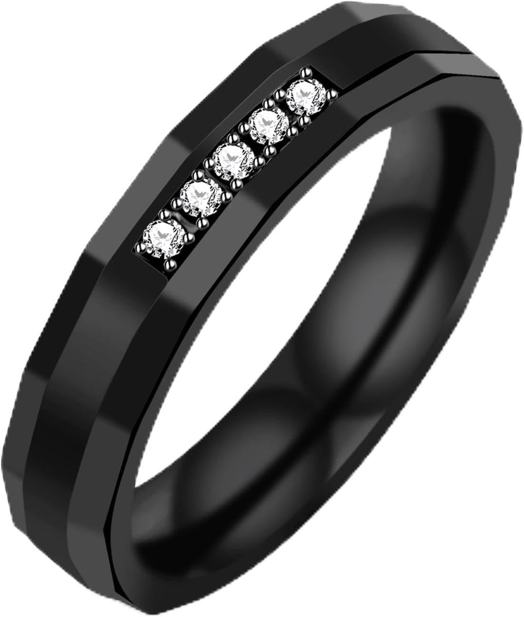 Titanium roestvrij stalen ring, zwarte baksteenpatroon, trouwring, comfortabele pasvorm, koppelringen voor mannen en vrouwen