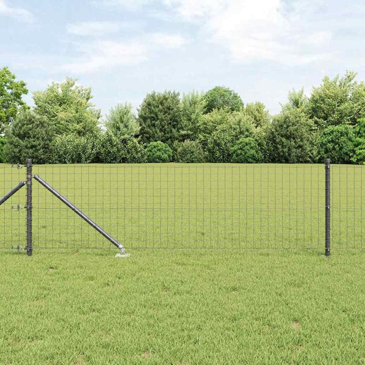 Tuinhek van metaal, omheiningen, weerbestendig en gepoedercoat, stabiele inkijkbescherming voor terras, erf en tuinen, grijs, 25 x 0,8 m (50 x 50 mm mesh), spikeanchorfix)