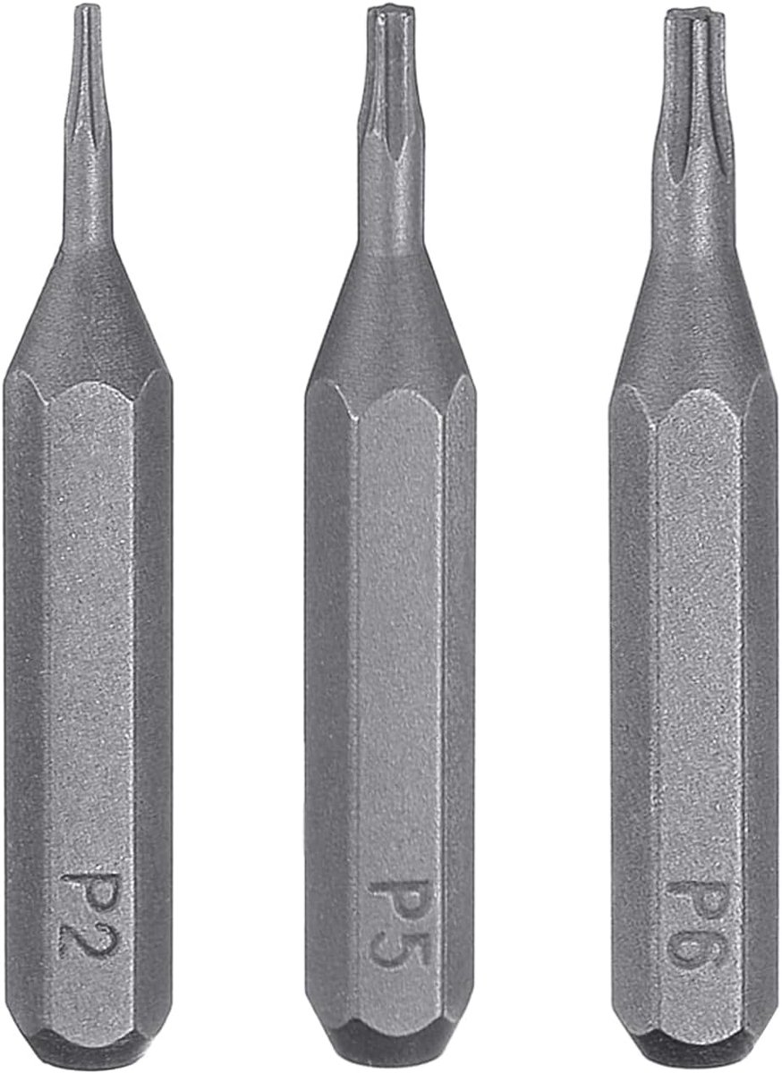 3 stuks P2 P5 P6 pentagon schroevendraaierbitset 5/32 inch zeskantschacht 28 mm lengte magnetische 5-punts kop zeskantige bits S2 stalen schroevendraaierbit voor elektrische schroevendraaier
