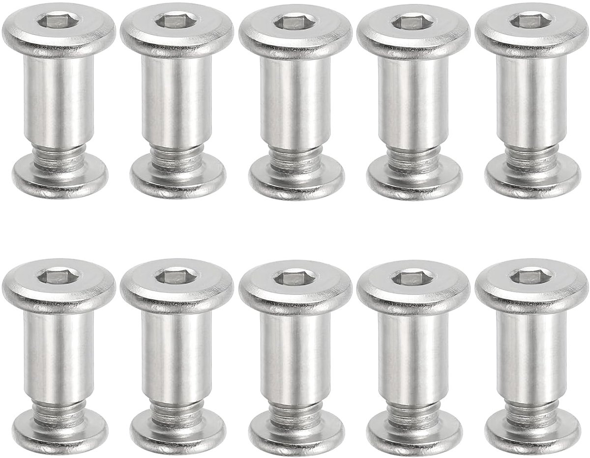 Sets schroeven, M8 x 15 mm, zeskantschroeven met moer voor de reparatie van meubels, albums, leer, fotoriem, zilver