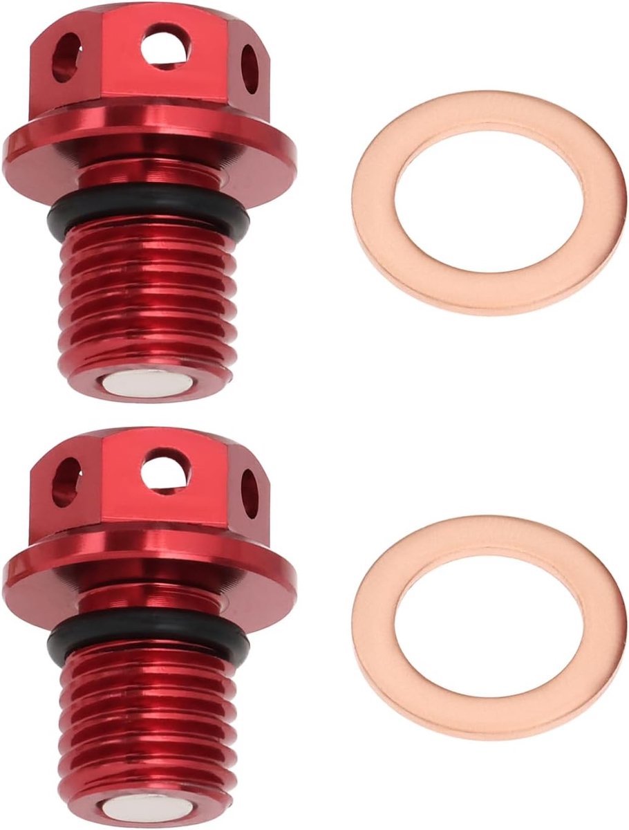 2x Motor Magnetische Olie Afvoer Bolt Plug M12 x 1.50mm Olie Afvoer Bout Fit voor CRF XR 50-160CC ATV Quad Dirt Pit Fiets Monkey Z50 Motorfiets Rood