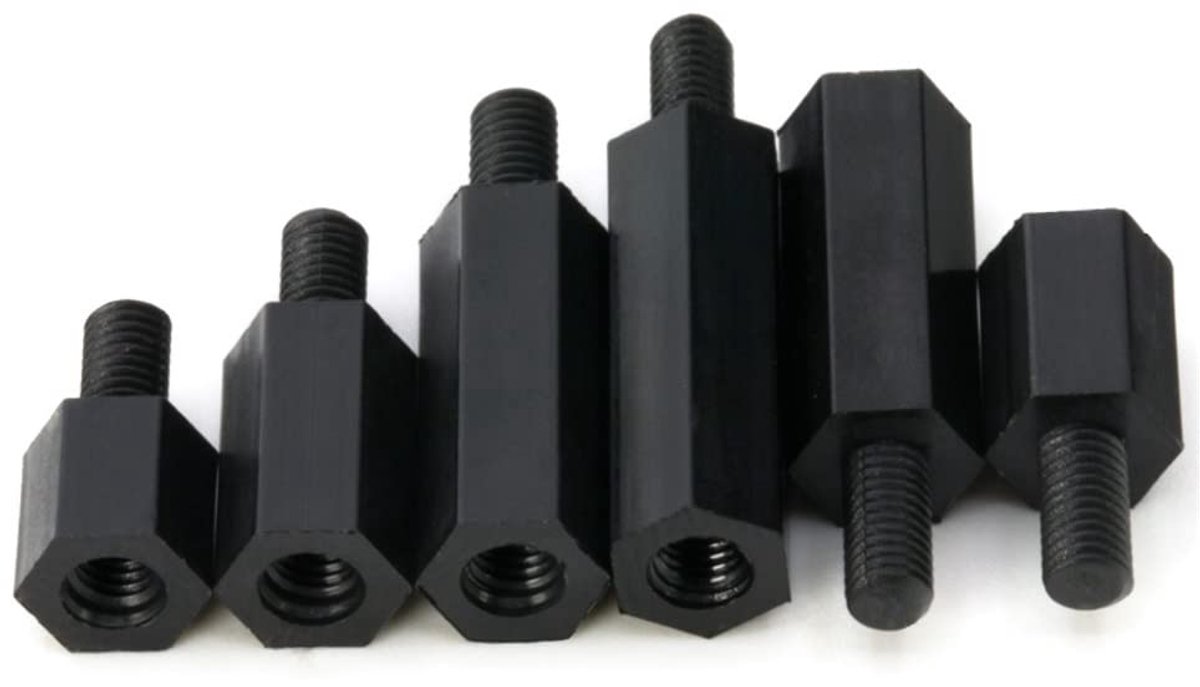 Hex Afstandhouder Mannelijk Vrouwelijk Zwart Kunststof Hex Spacer Standoff M2.5 * 8+6mm,60 pcs