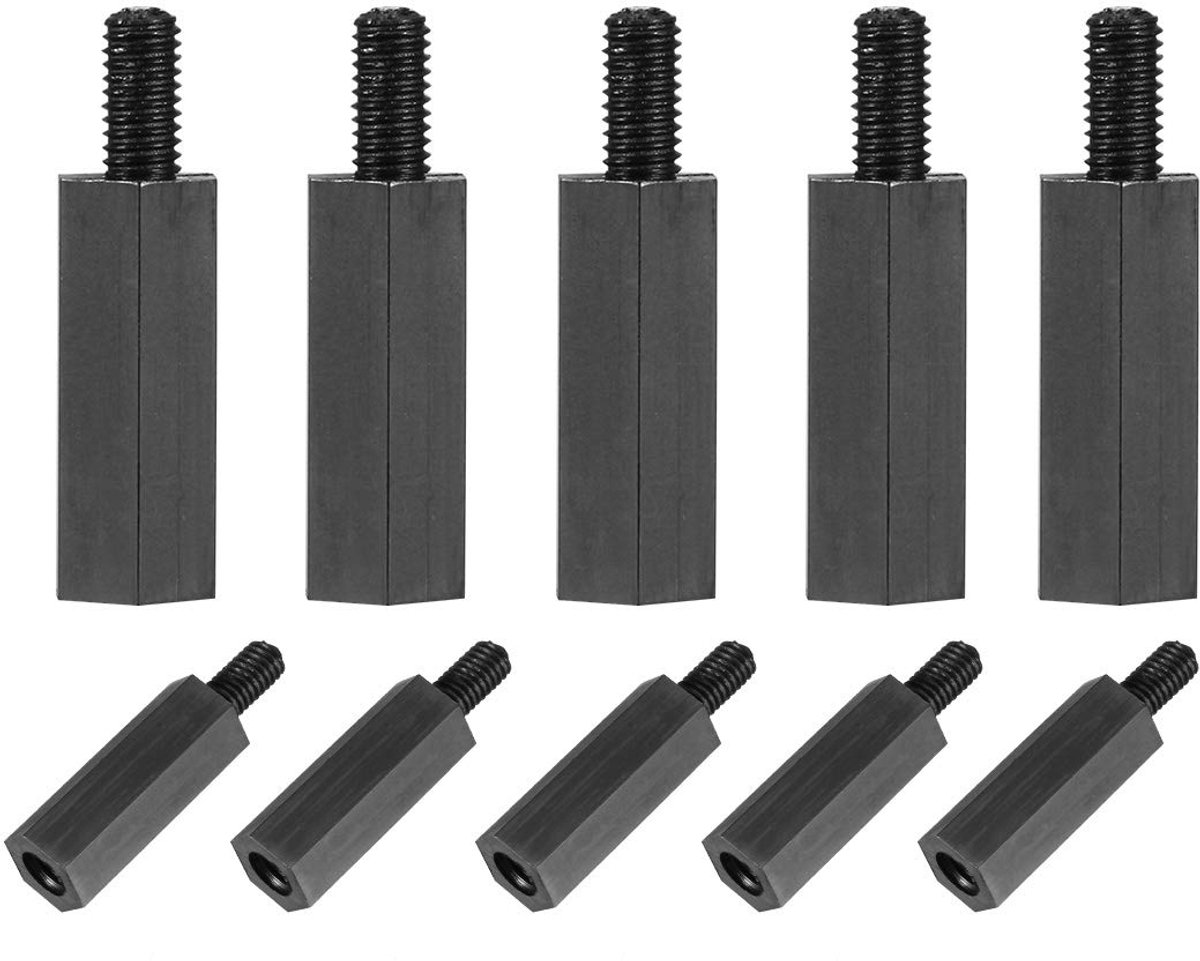 sourcingmap M3 15+6mm Man Vrouw Thread Nylon Hex Standoff Spacer Pijler 50st