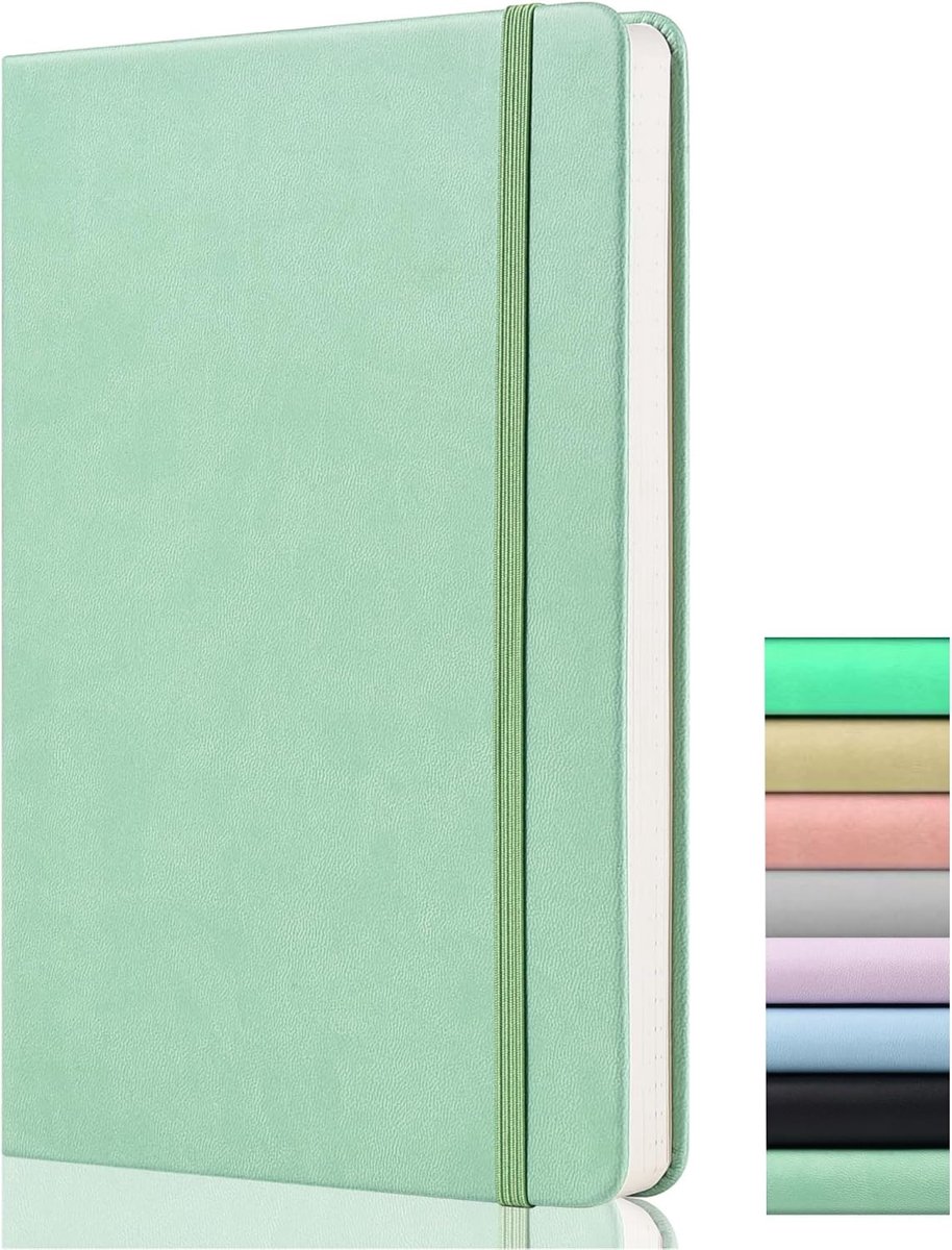 notitieboek - A5 gewoon papier notitieboek - 120 g/m² dik papier, 180 pagina's, ongeregeld notitieboek met achterzak, elastische banden, 2 markeringen, premium hardcover gewoon papier dagboek
