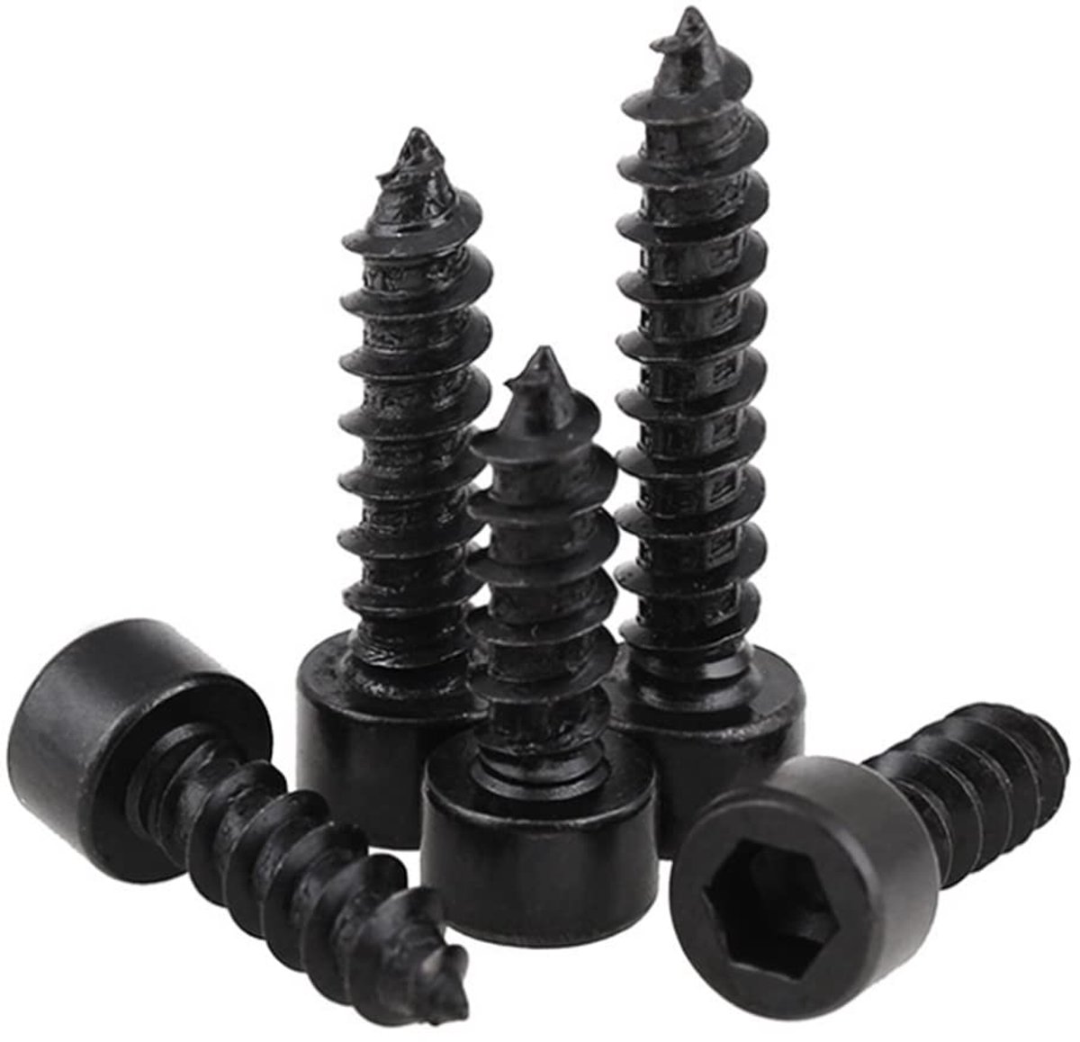 Zelftappende schroeven, zwart, binnenzeskantschroeven, M4 x 8 mm (50 stuks)