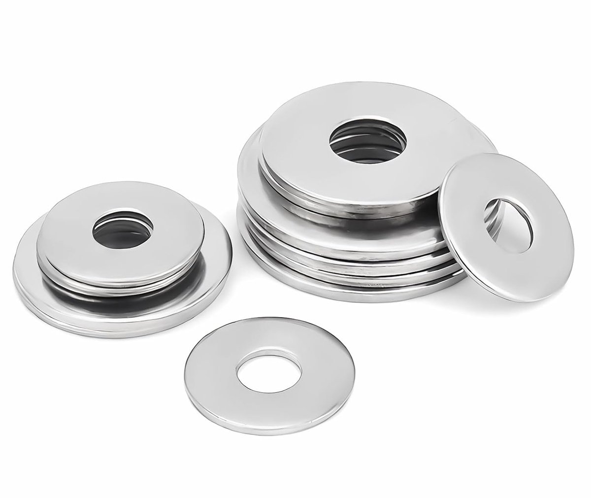 Platte Sluitringen Roestvrij Staal A2 V2A 304 Carrosserieringen, Roestvrije Platte Washers Metalen Rringen voor Schroeven, Moeren en Schroefdraadstangen