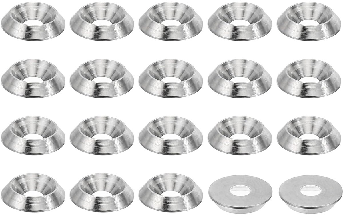 M3 Verzonken Afwerking Wasmachine, 20 stuks 10 mm Dia. 2 mm Groot 304 Roestvrij Staal Afwerking Kop Sluitring Schroef Bout Hoofd Pakking voor Industriële Bouw