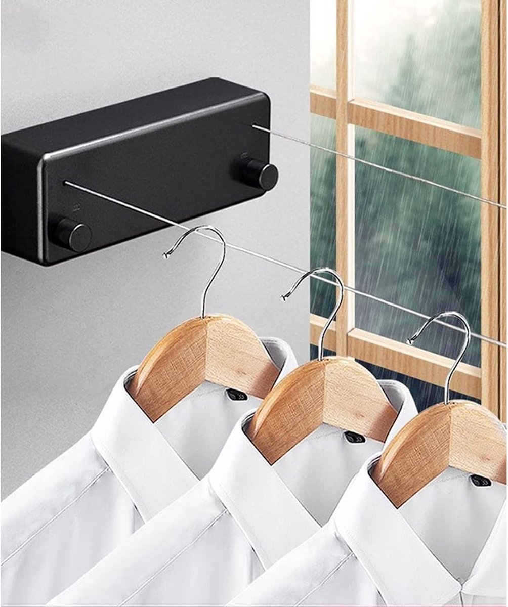 Onzichtbare Waslijn Indoor Dubbele Lijn Waslijn Abs Aluminium Droger Met Verstelbare Touw String Voor Indoor Indoor Hotel Balkon Badkamer 4.2m