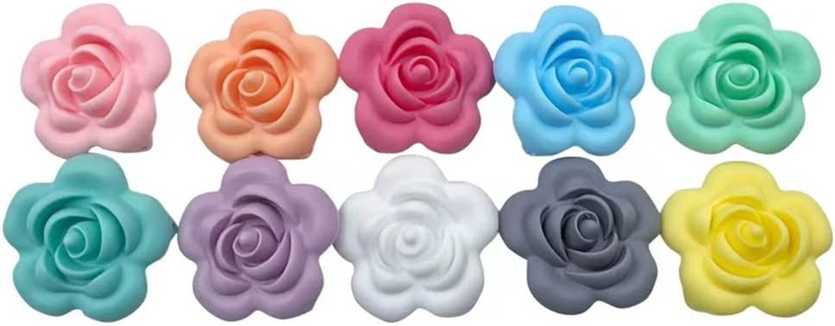 Kralen 40 mm 10 stuks bloem hangers gemengde kleur DIY siliconen kralen voor het maken van sieraden