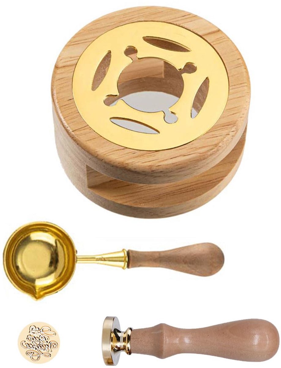 Seal Stempel, Wax Seal Stempel Set, Wax Seal Warmer, Wax Melting Lepel, Wax Seal Smeltoven, Geschikt voor Vrienden en Familie Geïnteresseerd in Kunst en Ambachten, voor Bruiloft Uitnodigingen, Set