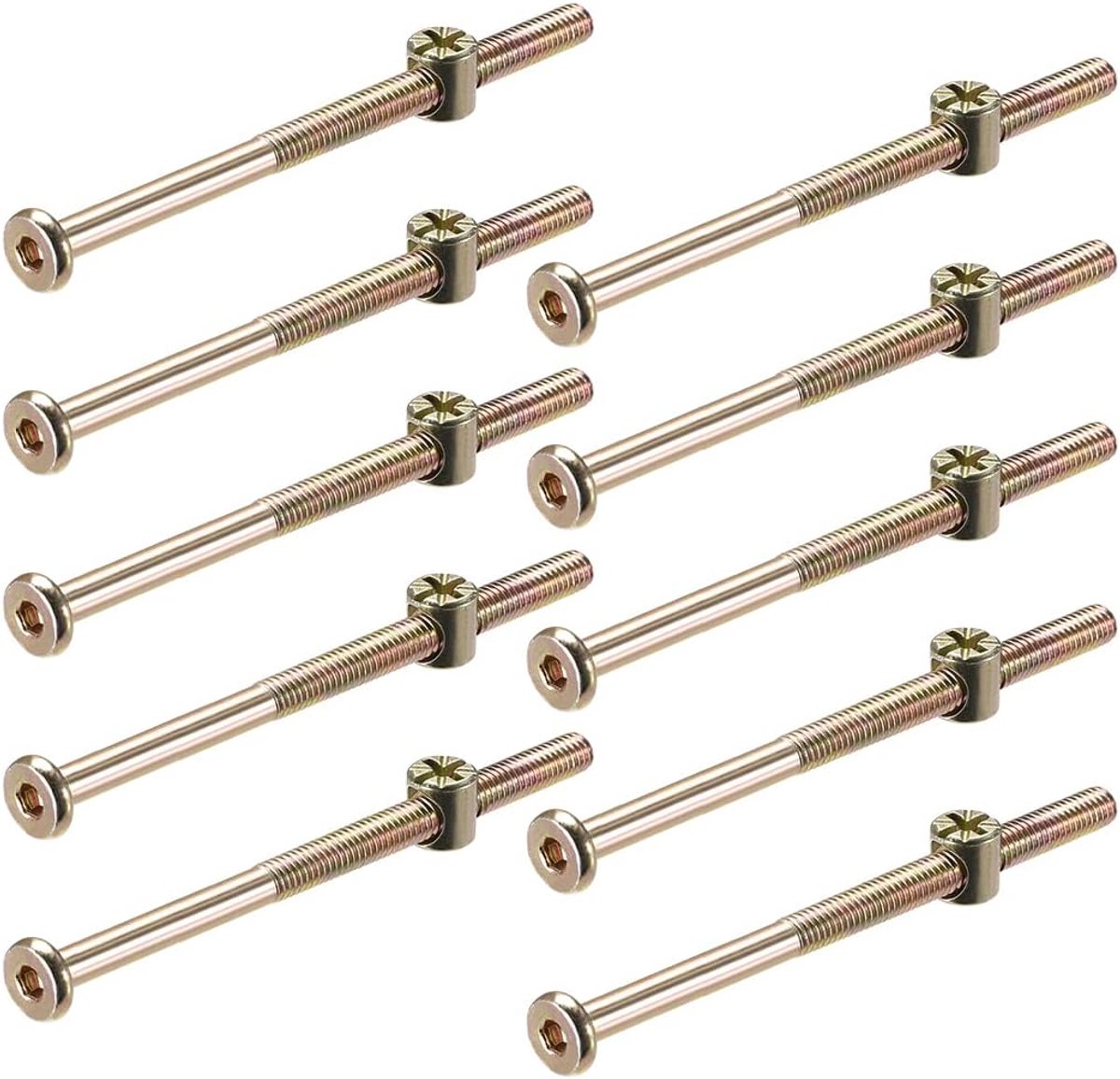 Sets M6 x 70 mm meubelbouten noten serie binnenzeskant schroef met moeren M6 x 110mm 10 Sets