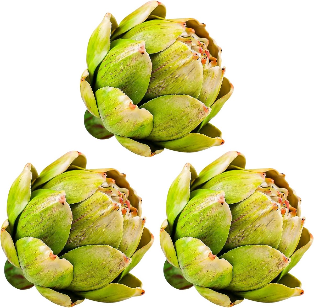 3 stuks grote kunstmatige artisjok decoratie nep groente display faux realistisch fruit ornament tuin keuken feest Thanksgiving - groen