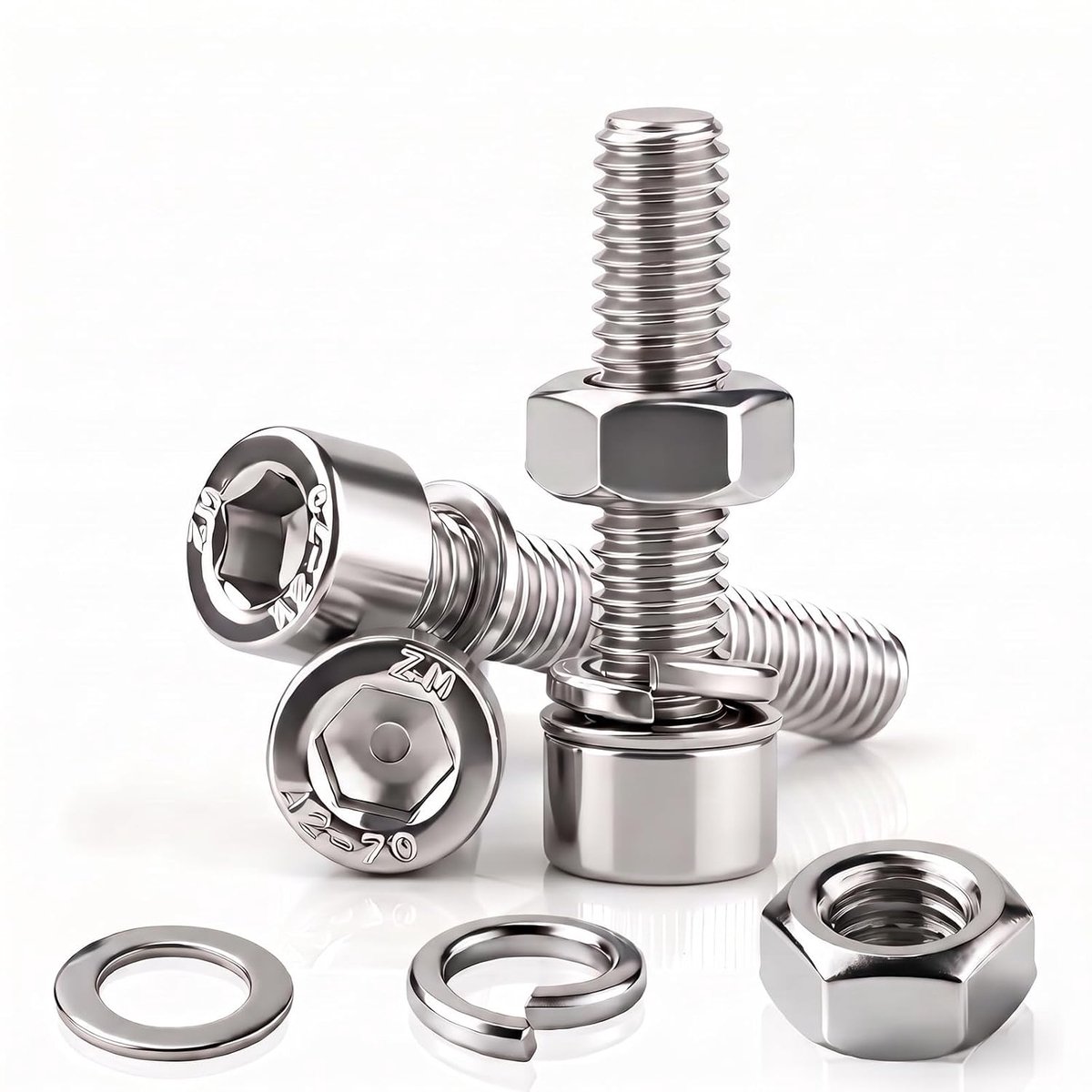 80 stuks schroevenset M5 x 30 mm cilinderschroeven met binnenzeskant schroeven moeren roestvrijstalen schroeven en sluitringen sets schroefschroeven moeren assortiment