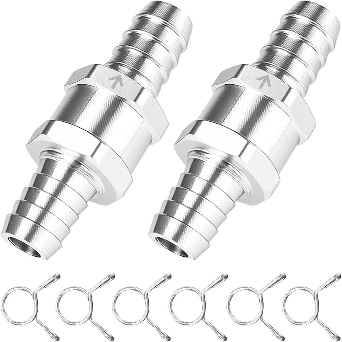 2 stuks 12 mm (1/2") aluminium terugslagklep, eenrichtingsterugslagklep voor brandstof/olie/gas/benzine/diesel, anti-terugslagklep voor auto's, carburateurs en lagedruksystemen (12 mm)