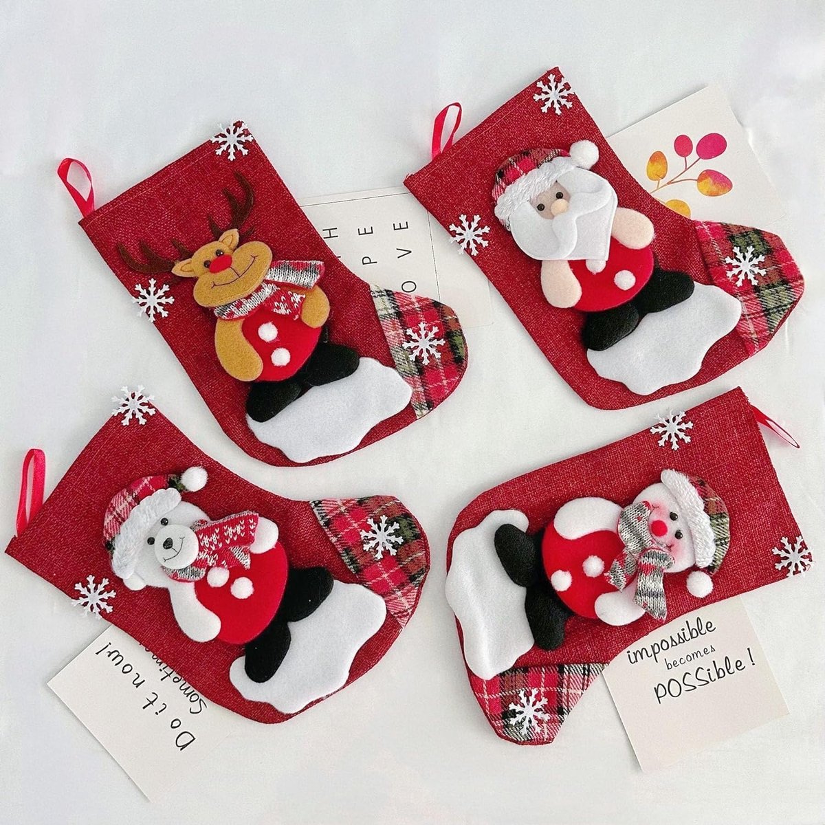 Kousen, grote kerstkousen, om te vullen en op te hangen, kerstdecoratie voor open haard, muur, trap, kerstboom, 22 x 16 cm