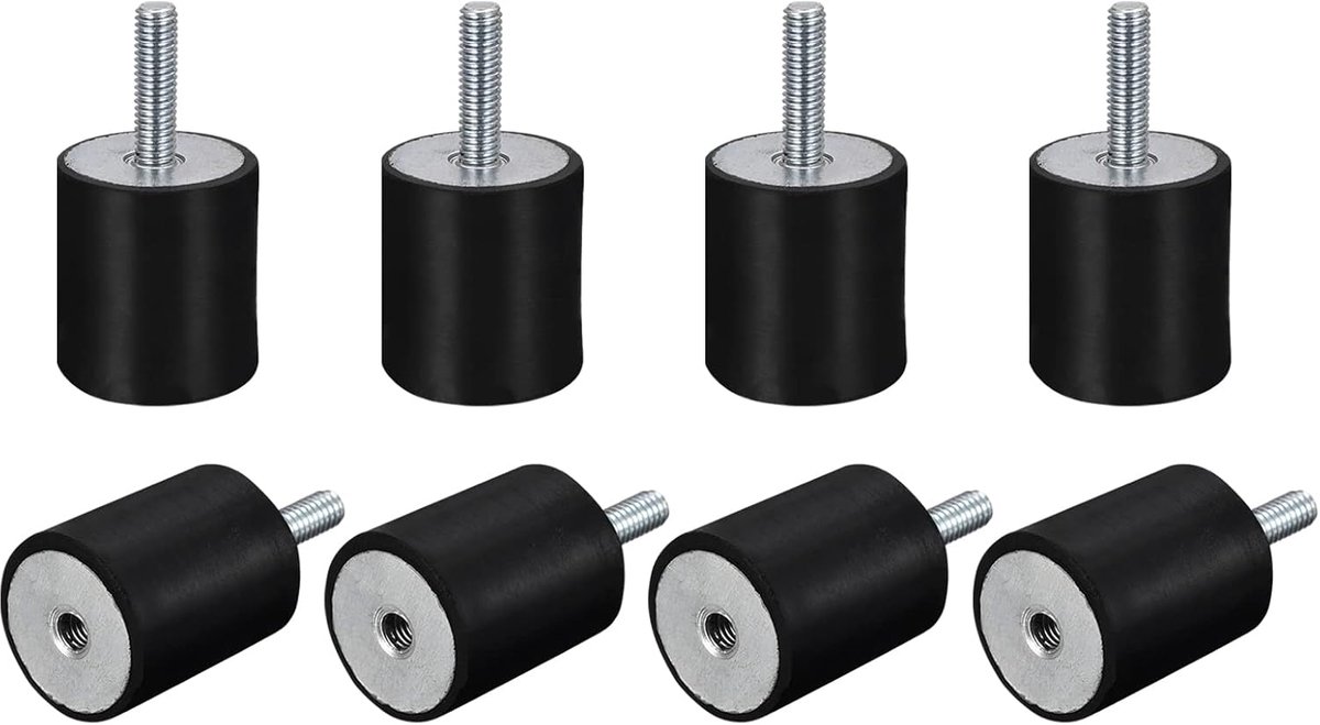 sourcing map 8 stuks rubberen houders M6 stekker/bus trillingsisolator schokdemper D20 mm xH25 mm