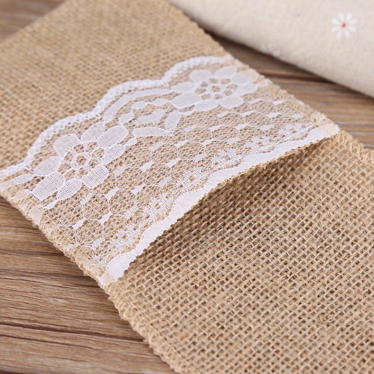 Jute houders Set van 10 Stuks - Natuurlijk Kant Design - Servies Organisatie voor Bruiloft, Feestdecoratie en Tafeldecoratie