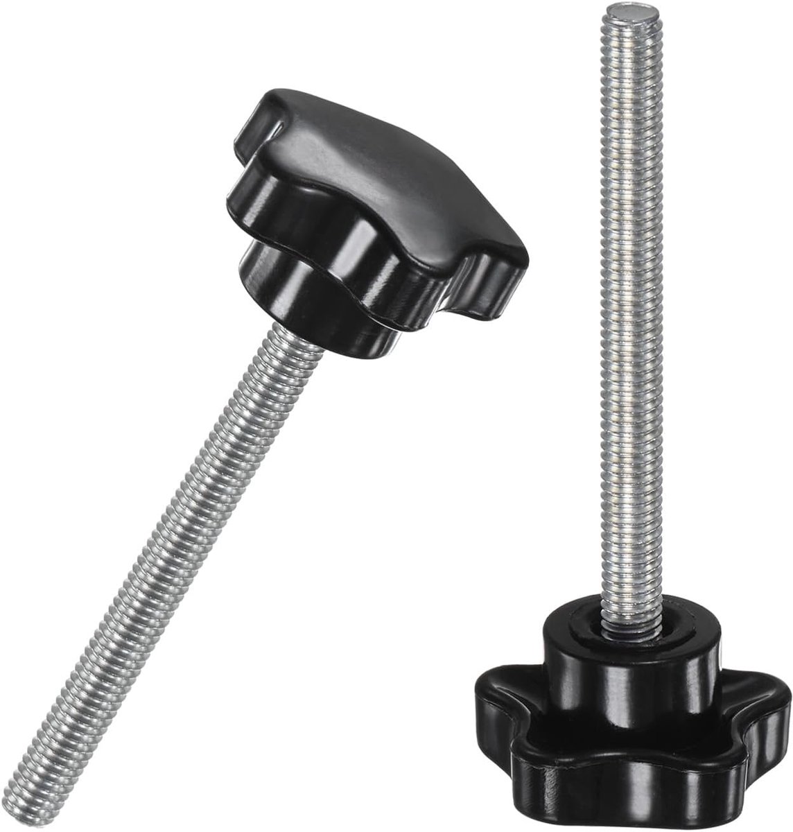 Set van 2 sterklemknoppen, M6 x 60 mm buitendraad handaanhaalschroef voor machines/elektronisch/meubels/paraplubasis, vervanging van machinehandvat [31 mm, zwart]