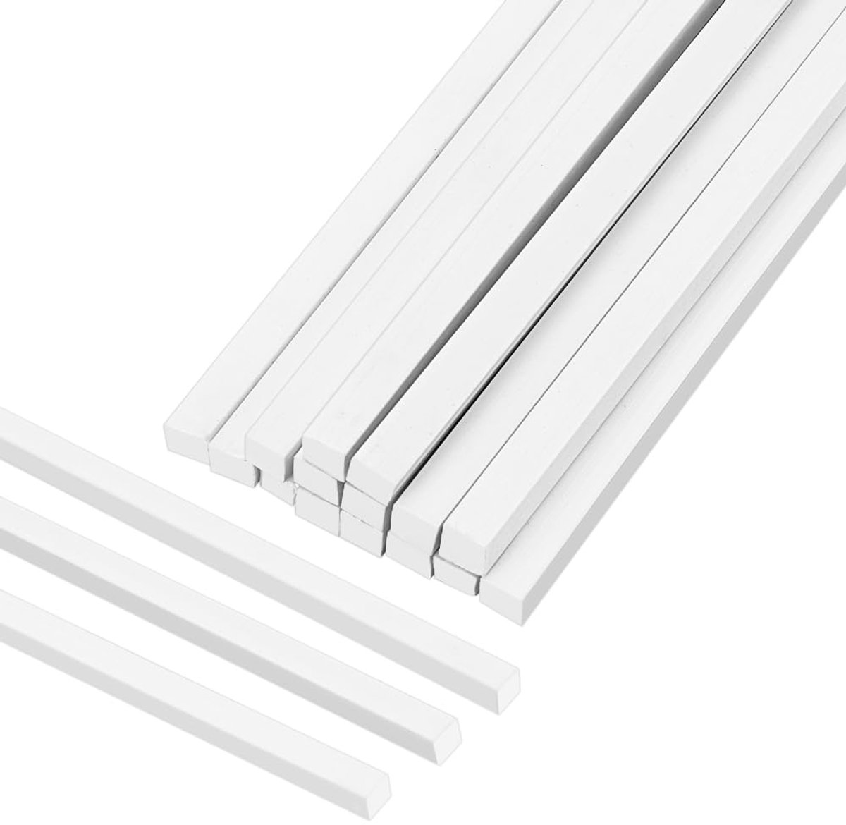 15 stuks ABS kunststof vierkante staaf massief 0,6 x 25 mm wit glad kunststof buizen staven voor handwerk modelbouw doe-het-zelf projecten architectuur bouw handwerk