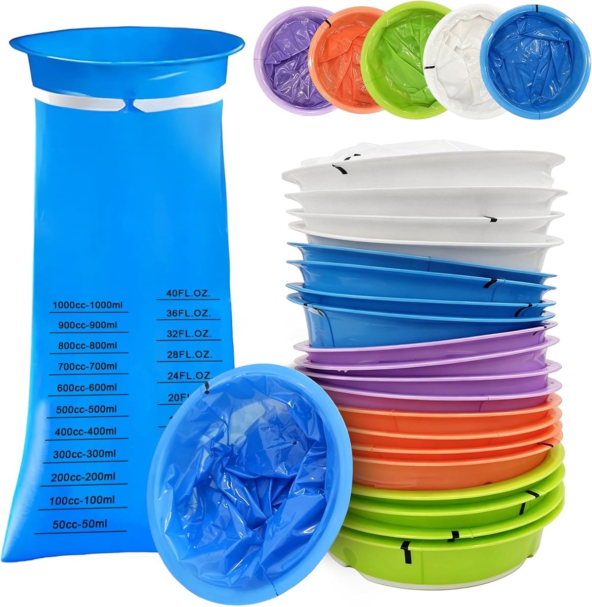 20 stuks braakzakken, 1000 ml, braken, wegwerpzakken, verzameltas voor auto en reizen, voor zwangere vrouwen, noodgevallen, kinderen, volwassenen