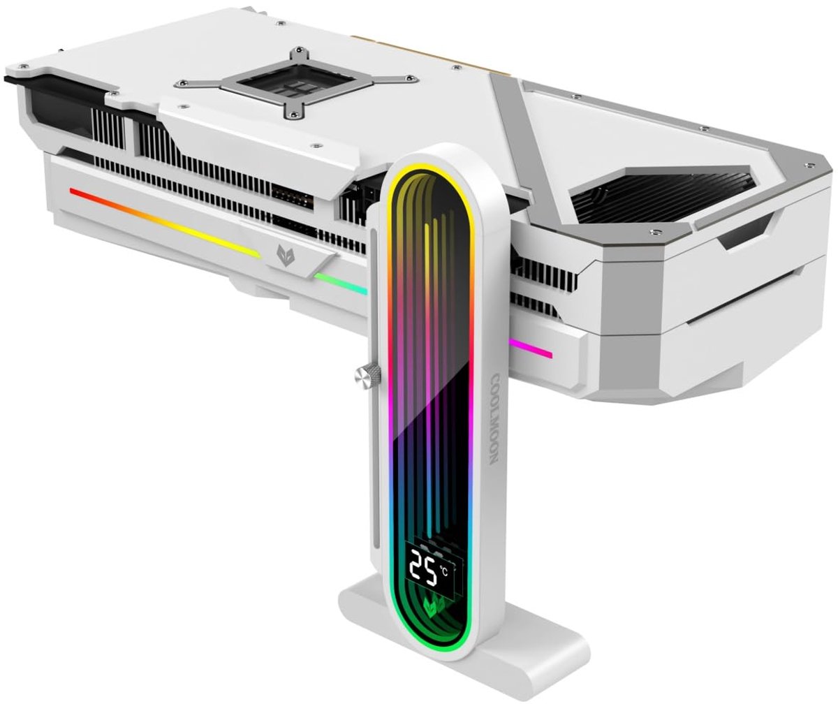 RGB GPU-ondersteuning met geïntegreerde temperatuurweergave, 3PIN 5V PC-grafische kaartstandaardhouder, Anti Sag-beugel en magnetische basis
