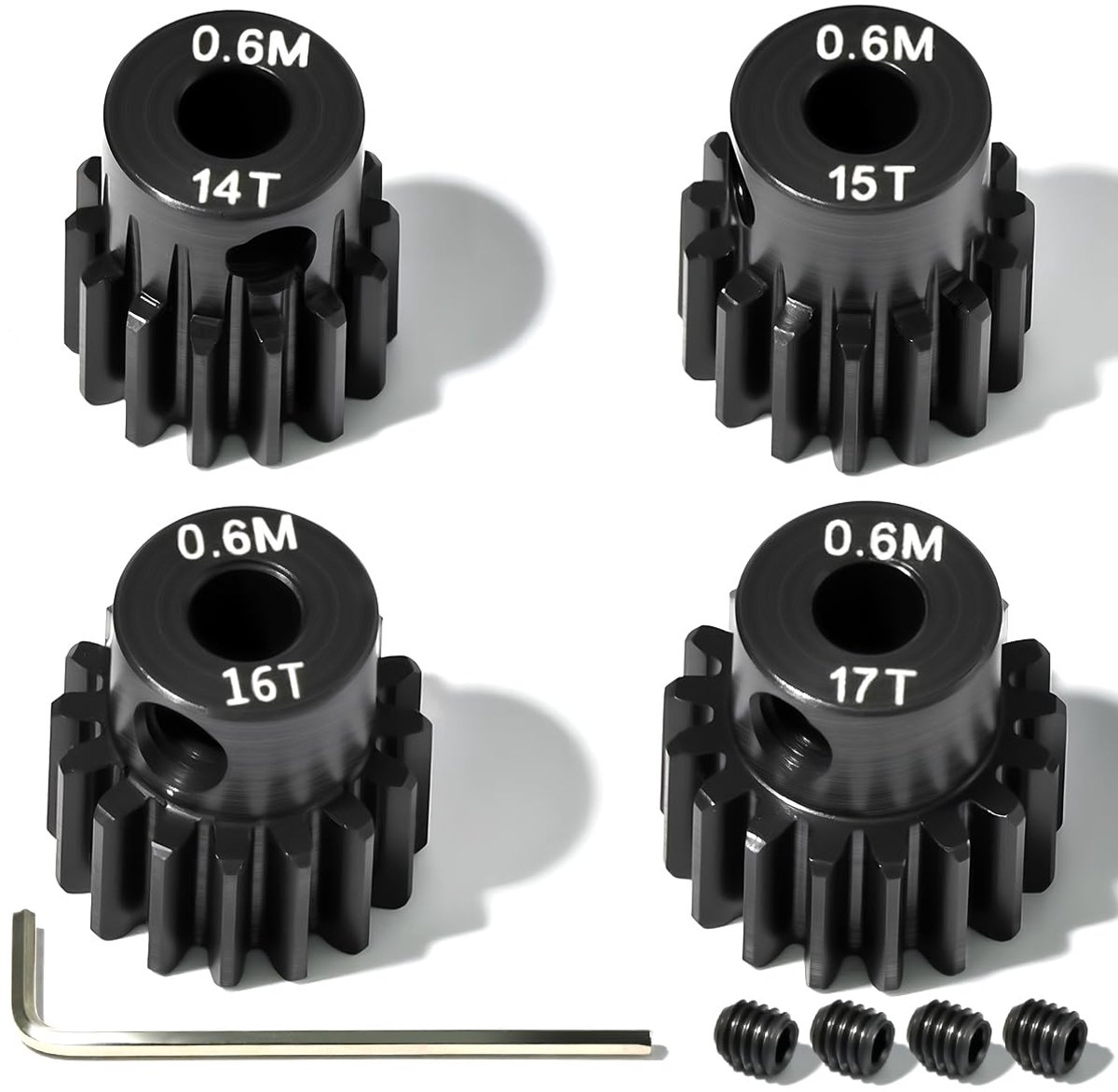 Set van 4 motortandwielen 0,6 m gehard staal 3,175 mm 14T 15T 16T 17T