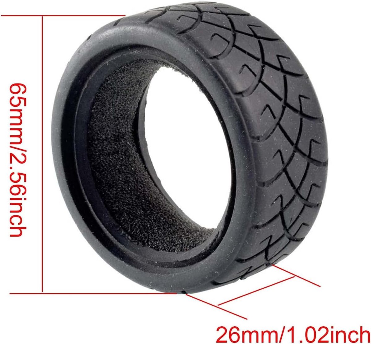 1/10 RC autobanden op de weg, 4 stuks RC rubberen banden met schuimrubberen inzetstukken, banden voor 1:10 RC On Road Runflating Touring Racing Car voor Tamiya HSP HPI Kyosho (F-65 mm)